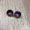 Black earrings with King Protea design, 15mm diameter, sold in pairs