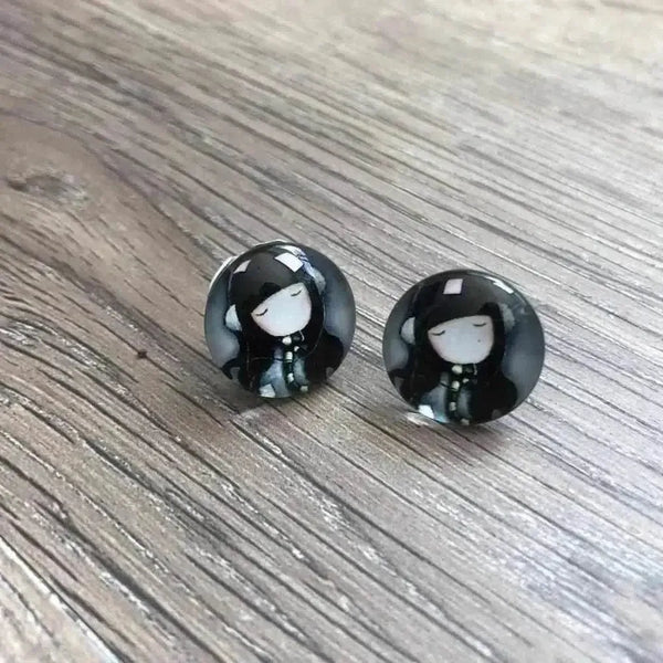 Girl Doll Earrings 15mm Diameter Sold in Pairs Various Options