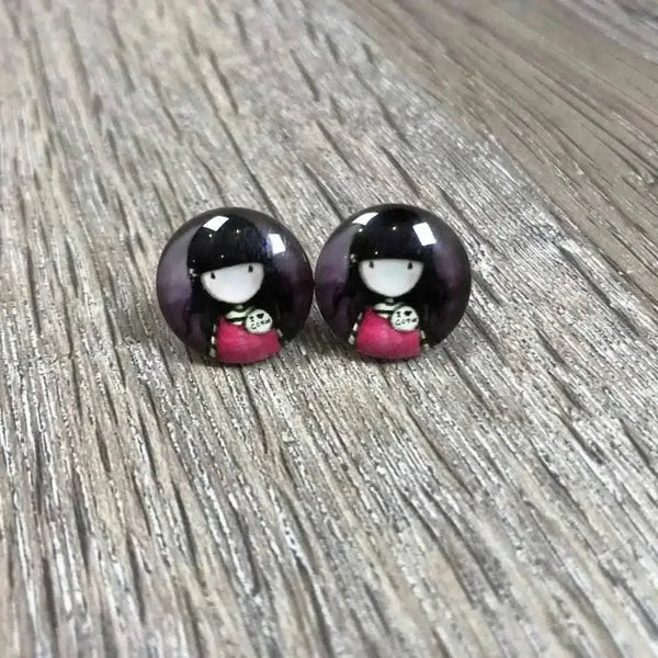 Girl Doll Earrings 15mm Diameter Various Options Sold in Pairs