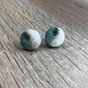 White earrings with peacock feather design, 15mm diameter, sold in pairs