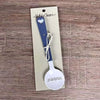 Enamel sugar spoon with wooden handle and laser engraved Birds on a Wire design