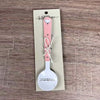 Enamel sugar spoon with wooden handle and laser engraved birds on a wire design