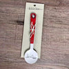 Enamel sugar spoon with wooden handle and farmhouse flower engraving