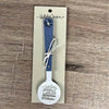 Enamel sugar spoon with laser engraved Feeling Happy flower design and wooden handle