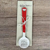 Enamel sugar spoon with wooden handle and laser engraved Feeling Happy heart design