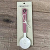 Enamel sugar spoon with wooden handle and laser engraved flower design