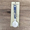 Enamel sugar spoon with wooden handle and laser engraved flower design