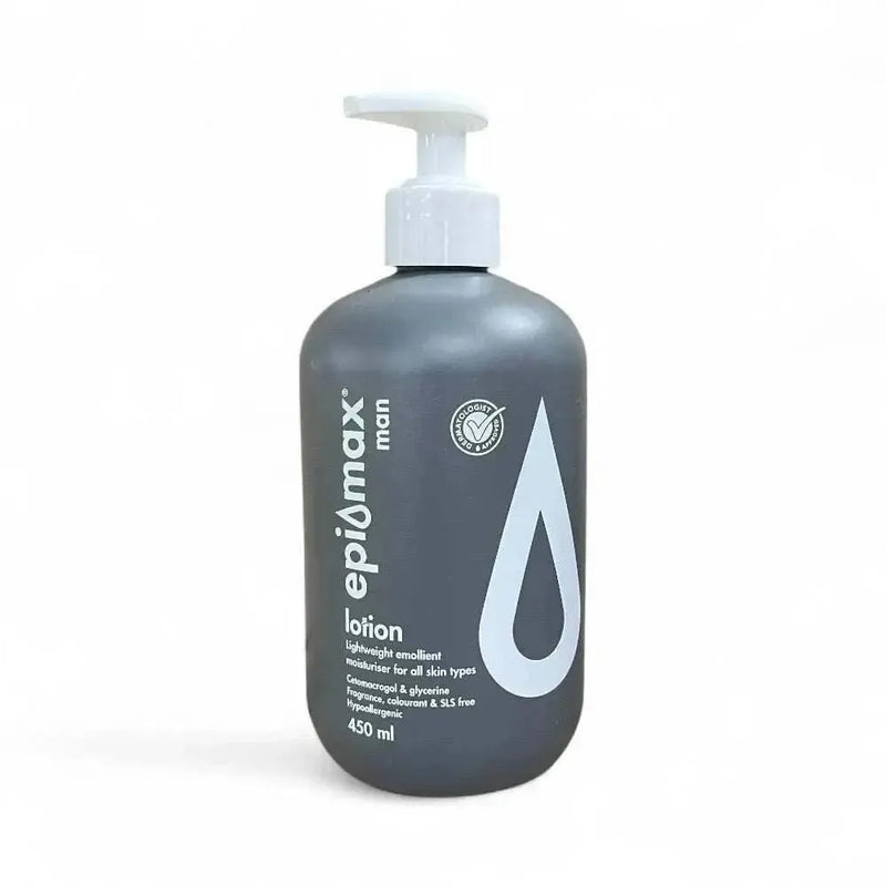 Epimax Man Body Lotion Pump 450ml - Lightweight emollient for men.