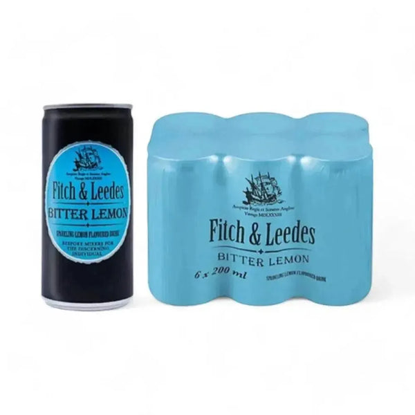 Fitch & Leedes Bitter Lemon 200ml can with refreshing lemon flavor and balanced bitterness