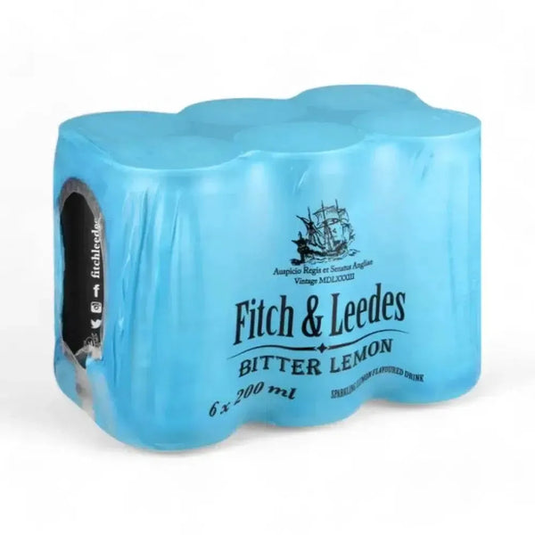 Fitch & Leedes Bitter Lemon 200ml can showcasing premium citrus mixer with refreshing lemon flavor