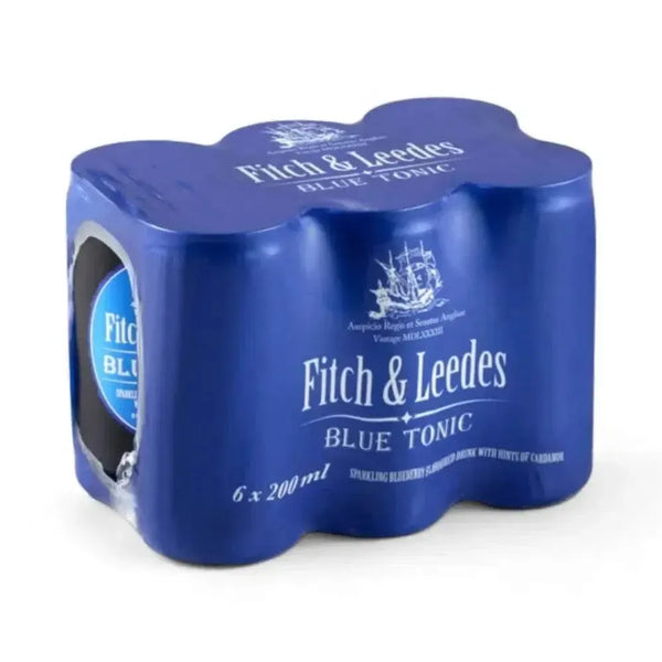 Fitch & Leedes Blue Tonic 200ml can with vibrant blue tonic water for cocktails and refreshing drinks