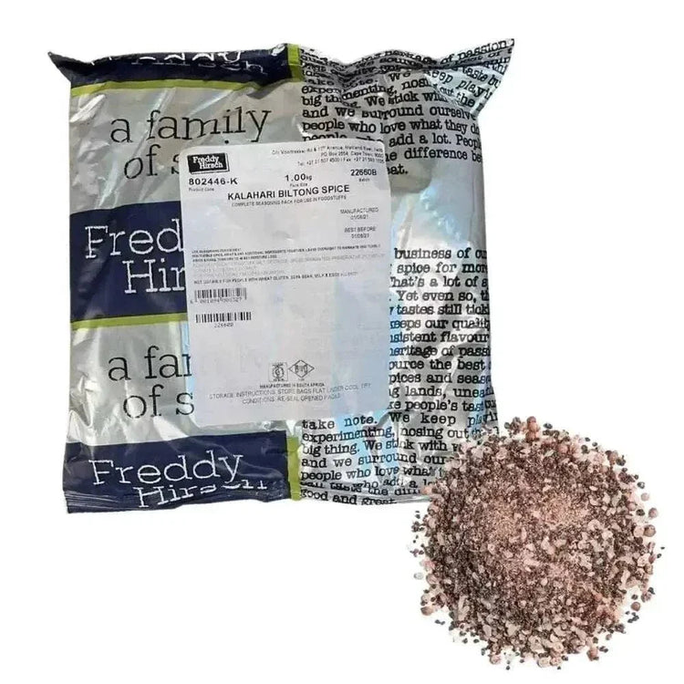 Freddy Hirsch Biltong Kalahari 1kg seasoning pack with South African spices