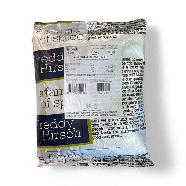 Freddy Hirsch Sosatie Marinade 1kg seasoning packet for South African meat skewers.