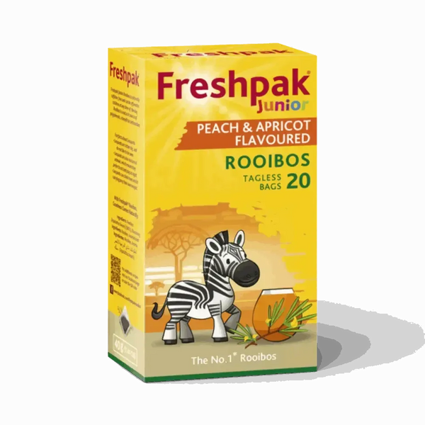 Freshpak Junior Rooibos Tea Peach Apricot flavour 20 tagless bags caffeine-free herbal tea for children
