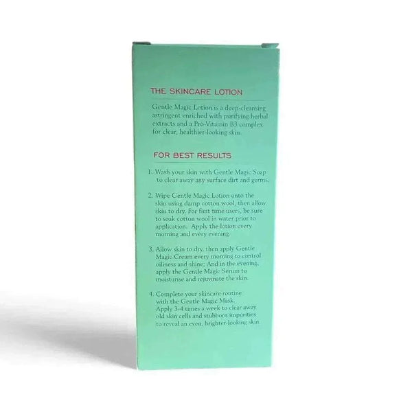 Gentle Magic skincare lotion 125ml bottle with herbal extracts and Pro-Vitamin B3 for deep cleansing and hydration
