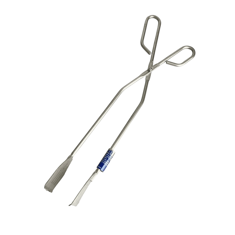 GoodNel Patty Tongs medium length stainless steel grilling tool with ergonomic handle and triangular paddle grip