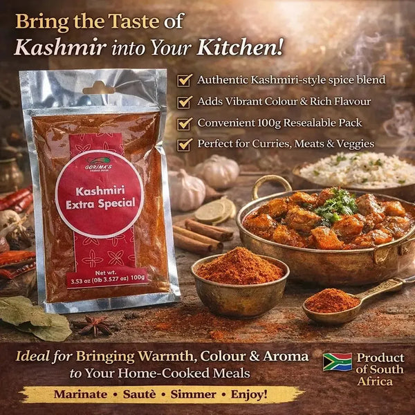 Gorima's Spice Kashmiri Extra Special 100g aromatic masala pack for rich curries and stews