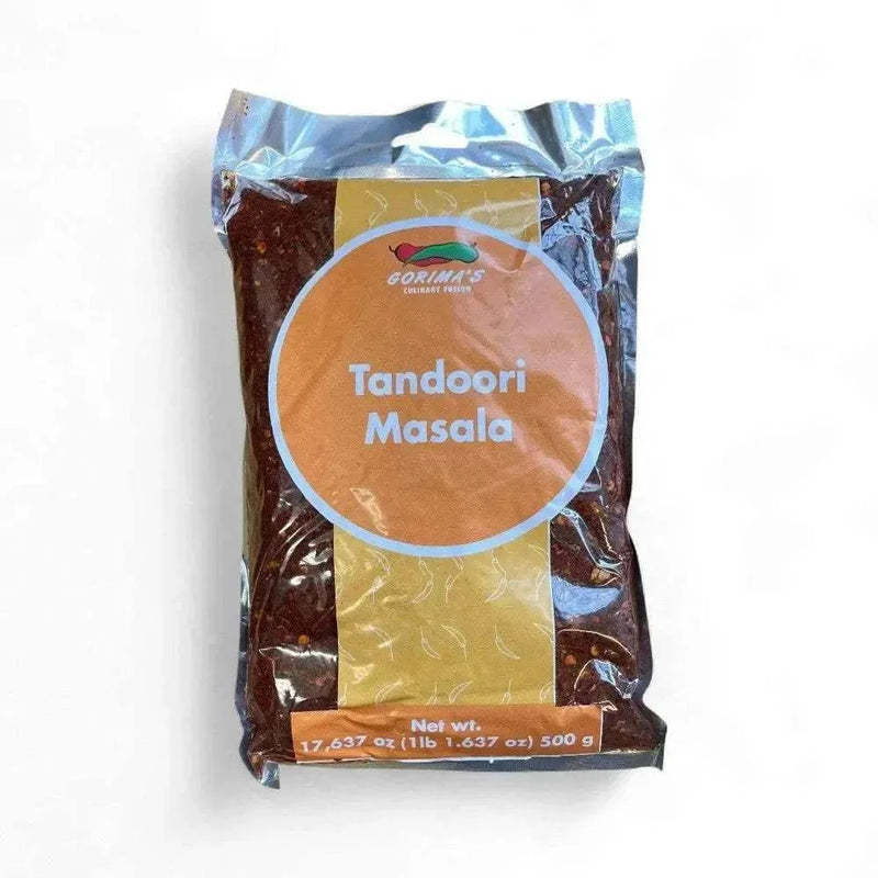 Gorima's Spice Tandoori Masala 500g pack with red spice blend for authentic tandoori flavor and aroma