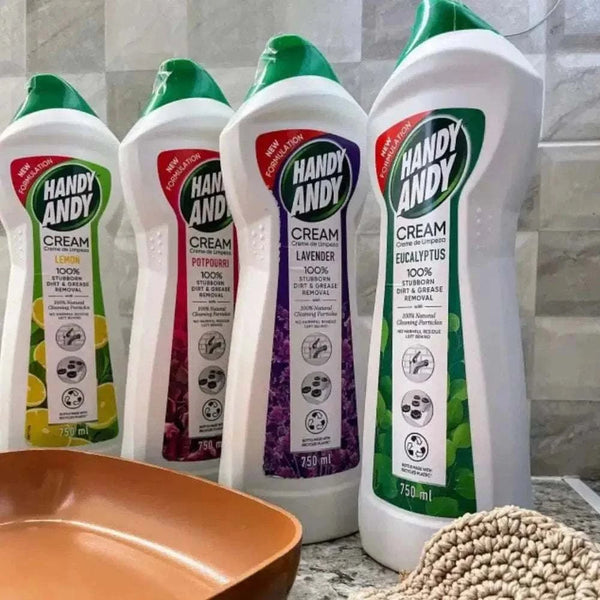 Handy Andy Cream Lemon 750ml bottle with fresh lemon scent and Cleanboost technology for tough grease removal