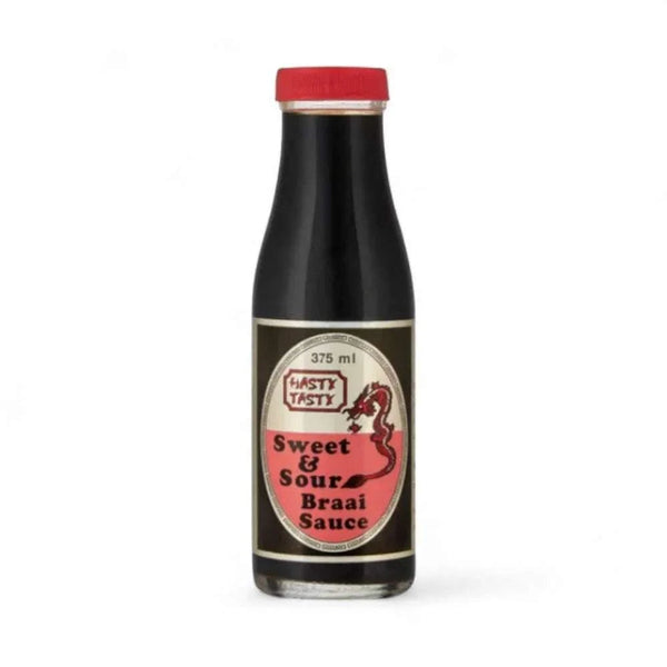 Hasty Tasty Sauce Sweet & Sour Braai 375ml bottle.
