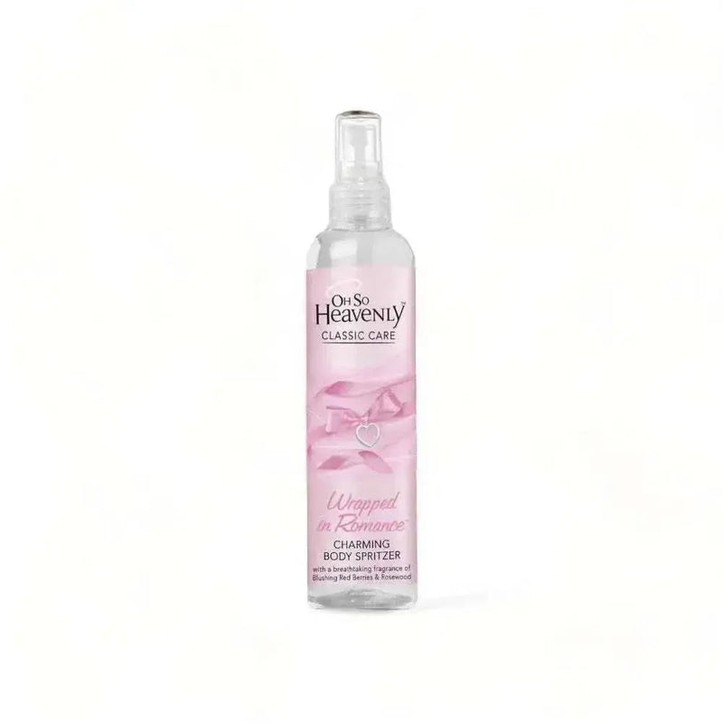 Oh So Heavenly Classic Care Body Spritzer Wrapped In Romance 200ml bottle with floral and fruity fragrance notes