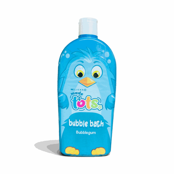 Clicks Made 4 Tots Bubblegum Bubble Bath 750ml bottle with playful pink label and bubbles