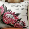 Linen cushion cover featuring hand-painted design by Inge's Art, 40cm x 40cm, no inner cushion.