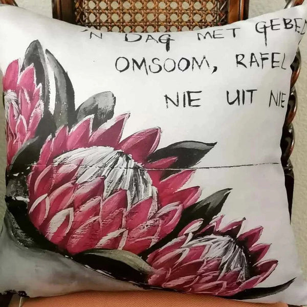 Linen cushion cover featuring hand-painted design by Inge's Art, 40cm x 40cm, no inner cushion.