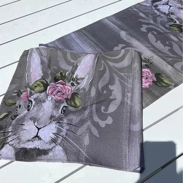 Inge's Art Table Runner - Bunny with Roses from South African Shop in New Zealand – Something From Home.