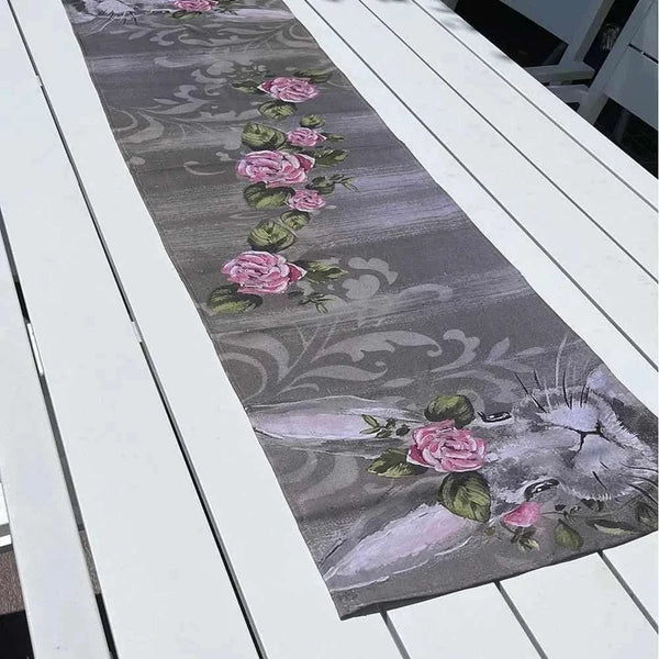 Inge's Art Table Runner - Bunny with Roses from South African Shop in New Zealand – Something From Home.