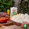 IWISA Maize Meal 2.5kg bowl with South African dishes in garden setting.
