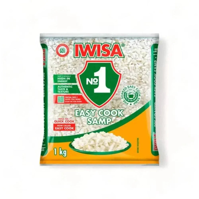 Iwisa Samp EASY COOK 1kg package of traditional South African corn meal.