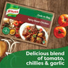 Knorr Cook-in-Bag Spicy Roast Chicken with garlic and tomato blend on wooden table.
