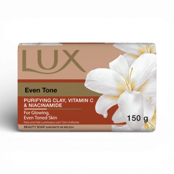 LUX Body Soap Even Tone 150g bar with purifying clay, Vitamin C, and niacinamide for smooth, even skin