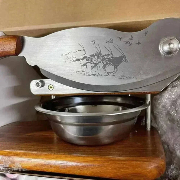 Large Biltong Cutter made from solid Kiaat wood, handmade in South Africa for easy biltong slicing.