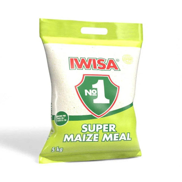 5kg bag of IWISA Super Maize Meal with green and white packaging, authentic South African maize meal product