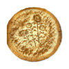 Traditional South African Melktert with cinnamon floral design on creamy custard filling and golden crust