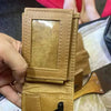 Light brown genuine leather mens wallet with middle fold and card slots