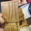 Light brown genuine leather mens wallet with card slots and note section