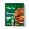 Knorr Tasty Minestrone 2-in-1 Stew Mix 50g package featuring a bowl of hearty soup with mixed herbs.