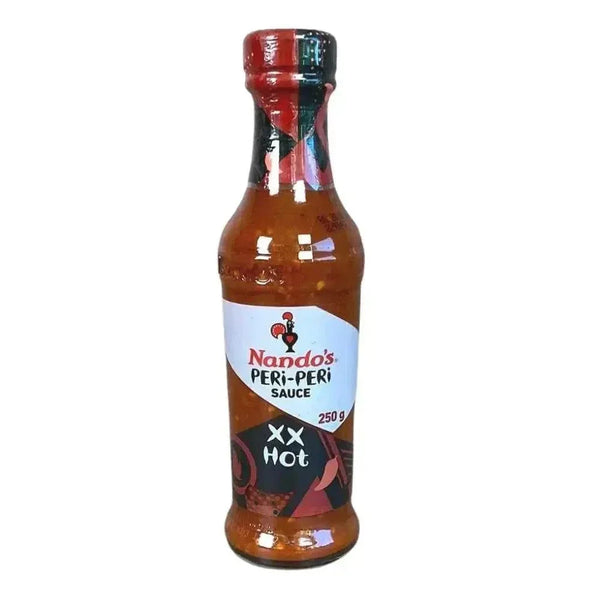 Nando's Peri Peri Extra Extra HOT Sauce 250g bottle with fiery African Bird's Eye Chilli blend