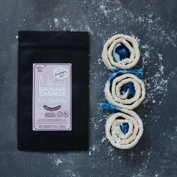 Natural hog casings 32-35mm, 45m pack for Boerewors NZ sausages.