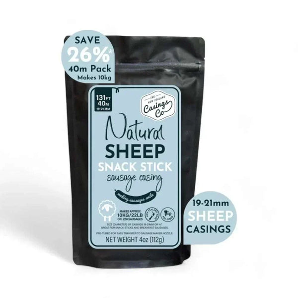 Natural Sheep Casings 19-21mm, 40m pack for home sausage making.