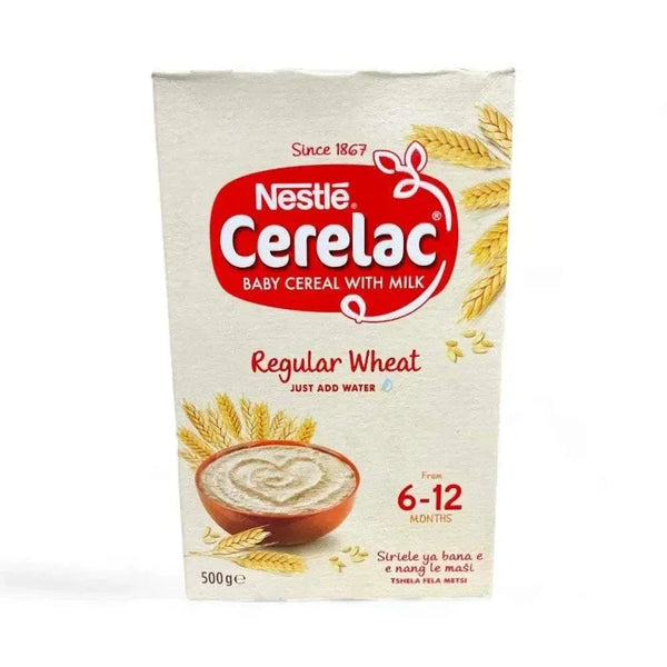Nestlé Cerelac Baby Cereal Regular Wheat 500g pack for infants 6-12 months with milk, easy to prepare nutritious baby food
