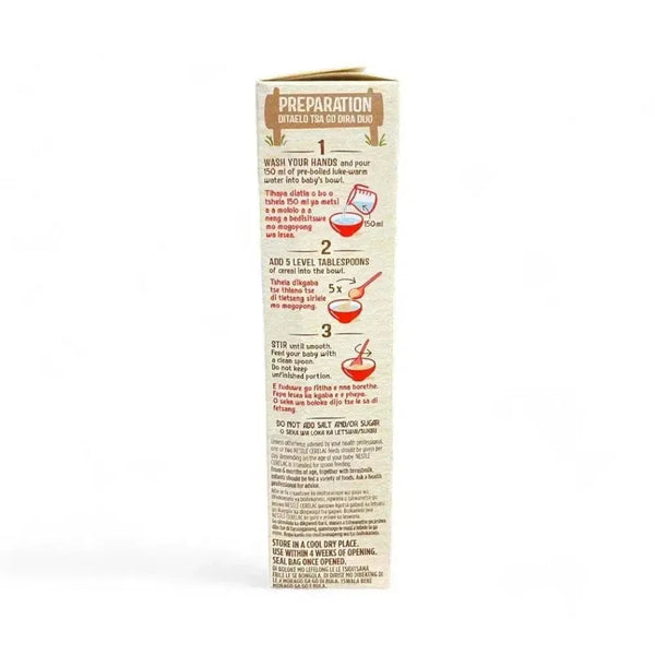 Nestle Cerelac Baby Cereal With Milk (Banana) 200g box showing preparation instructions.