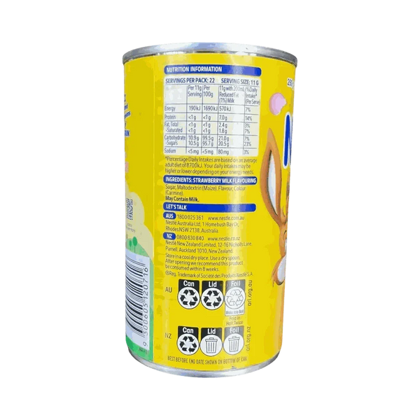 Nestlé Nesquik Strawberry 250g tin for strawberry-flavored milk drink powder