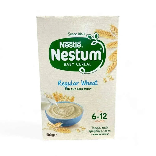 Nestlé Nestum Baby Cereal Regular Wheat 500g pack for infants 6-12 months, easy-to-digest baby food made with natural wheat and no artificial additives