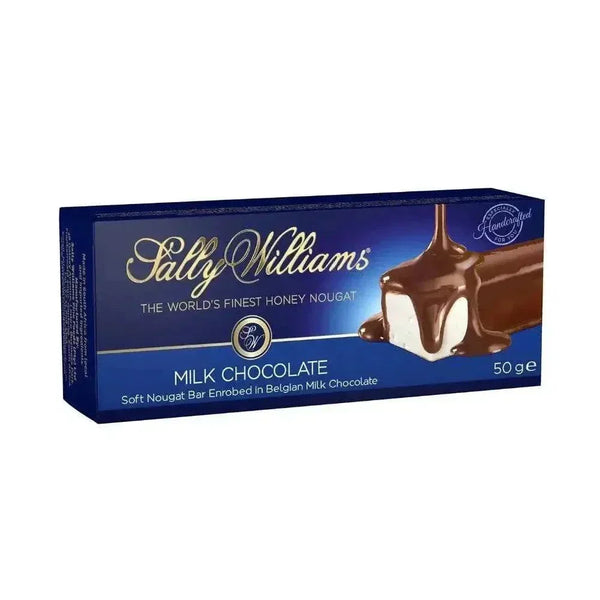 Sally Williams Nougat milk chocolate bar 50g with crunchy nougat filling