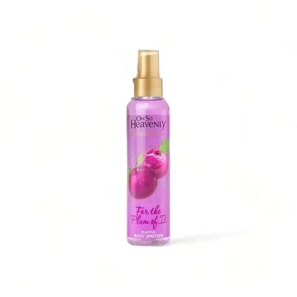Oh So Heavenly Scentsations Body Spritzer For The Plum of It 200ml bottle with plum and berry scent and vegan cruelty-free label