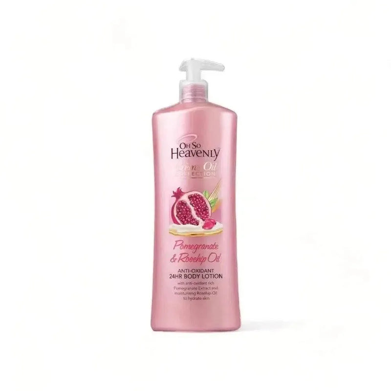 Oh So Heavenly Creme Oil Body Lotion 1L bottle with pomegranate and rosehip oil for hydration and anti-aging skin care